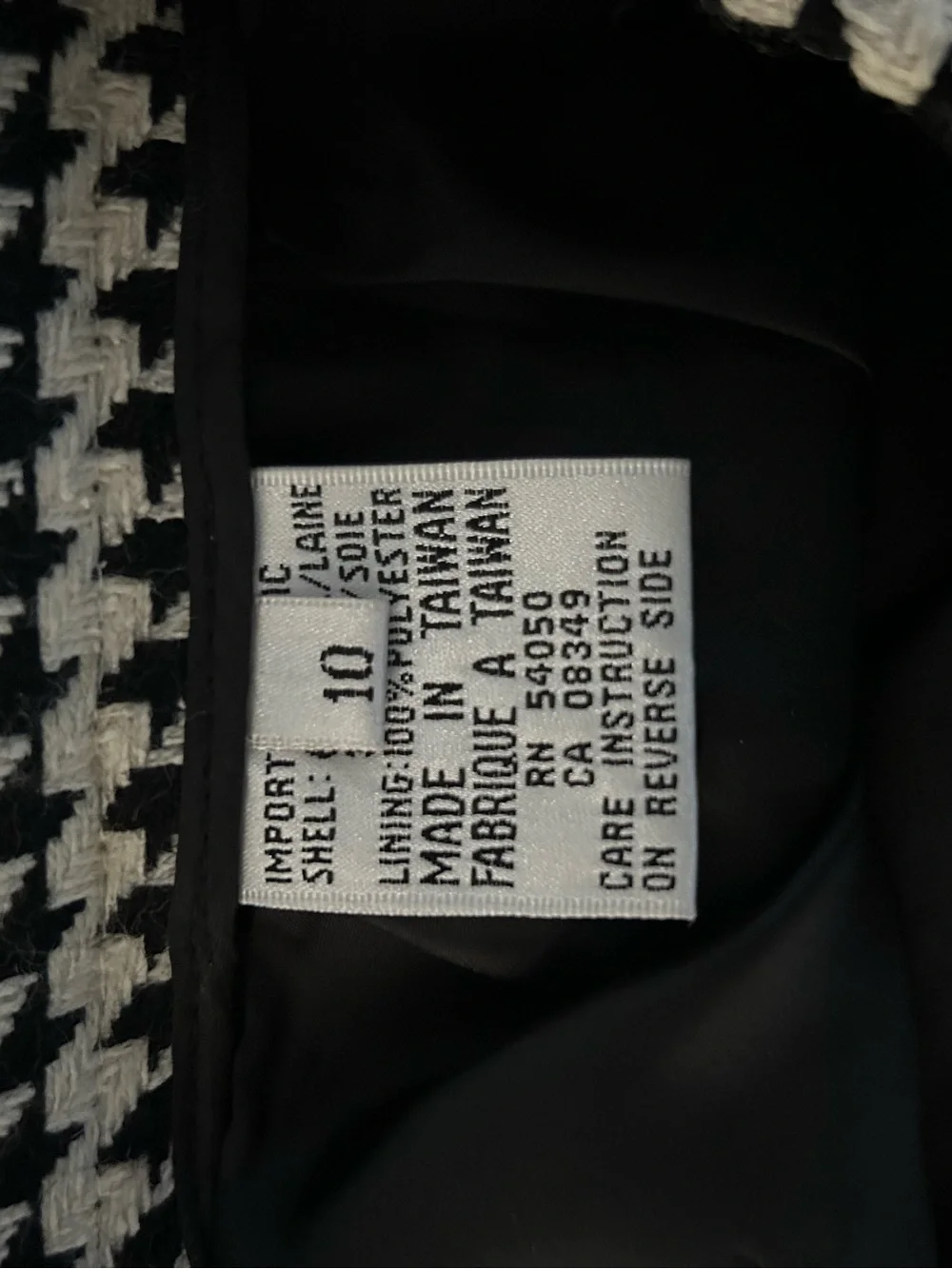 Vintage Dior Black & White Houndstooth Pencil Skirt Wool and Silk Suit